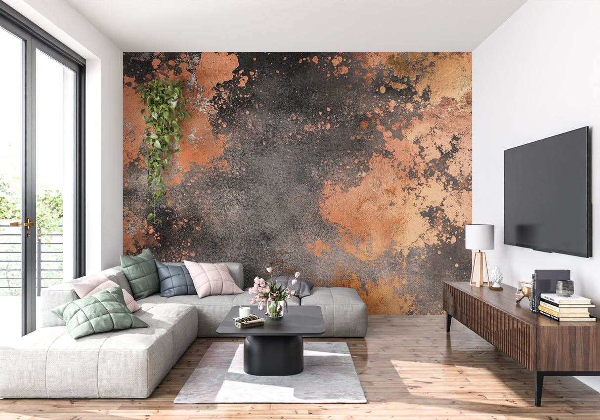 Rust and copper wallpaper installation in Houston