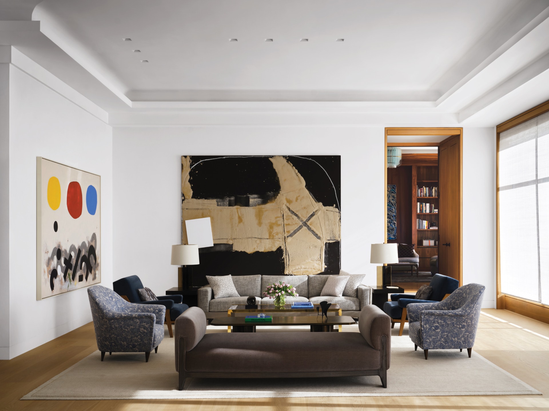 Luxury apartment interior with wallpaper installation