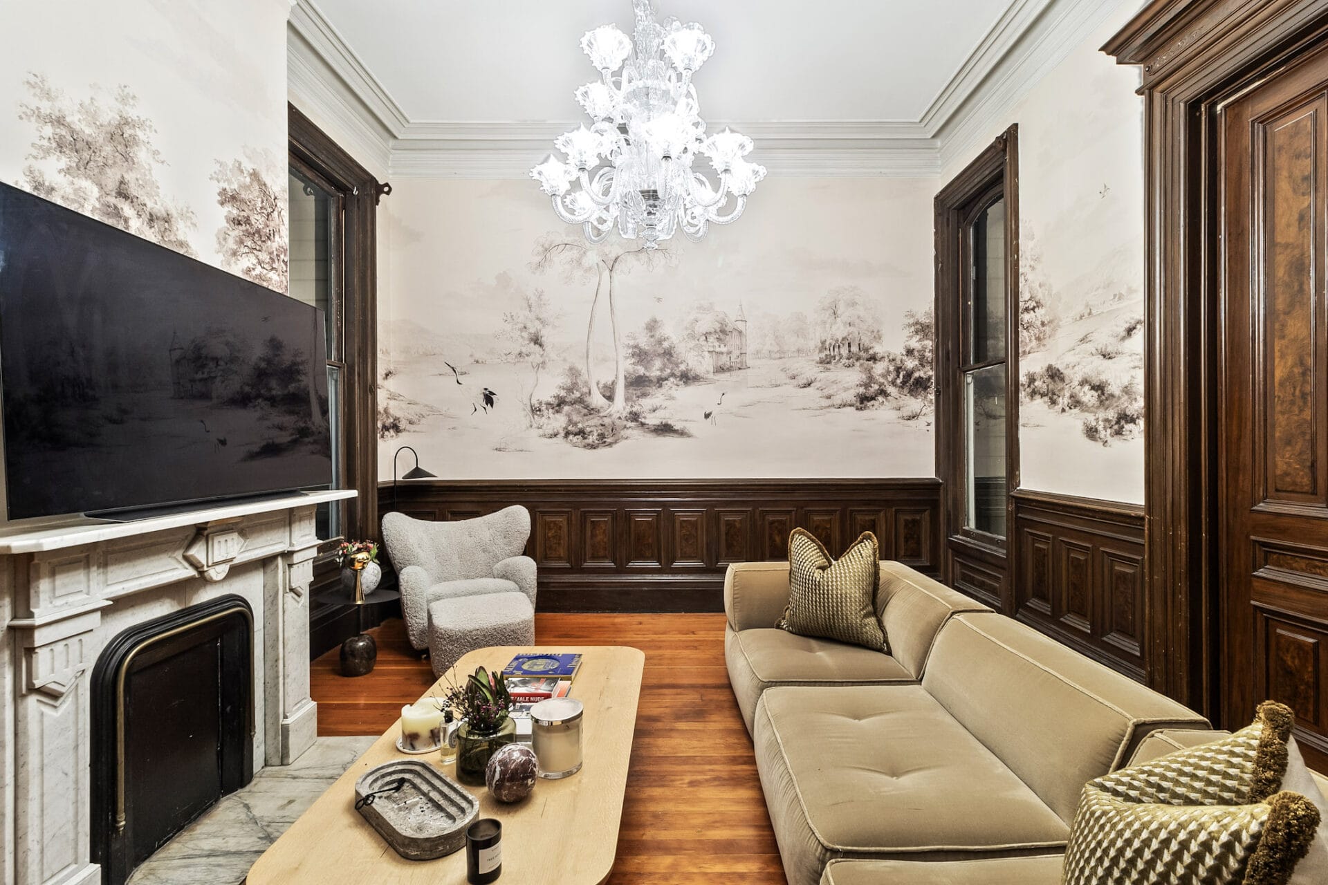 Industrial luxury wallpaper installation in Houston